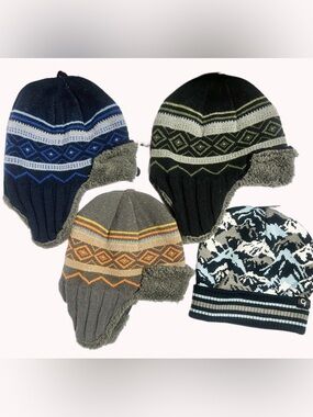 NEW Set of 4 Coldfront Boys Winter Hats - Trappers & Beanie (NWT)